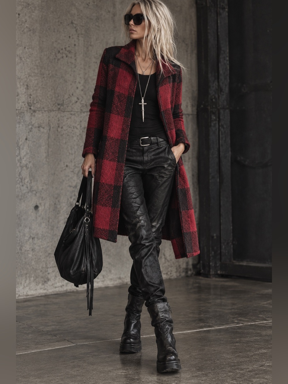 Joseph Red and Black Textured Knit Cardigan